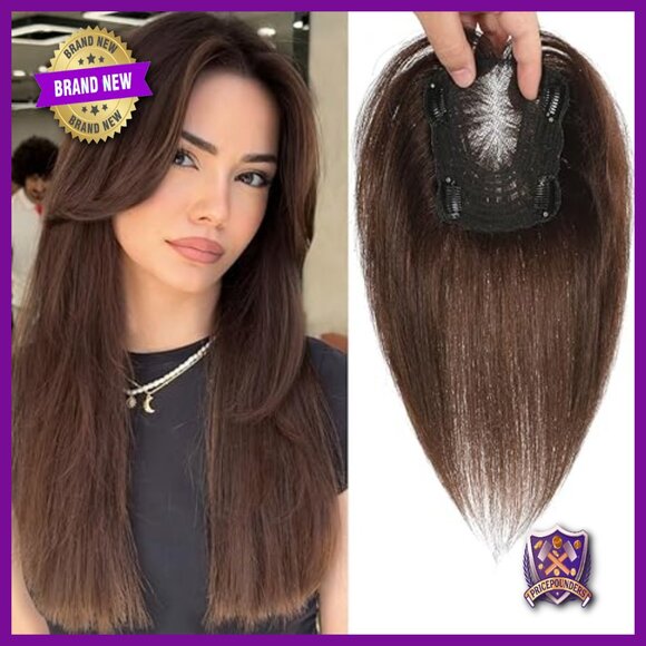 Real Human Hair Topper with Bangs for Thinning Hair, 12 Inch Clip-In main image 5